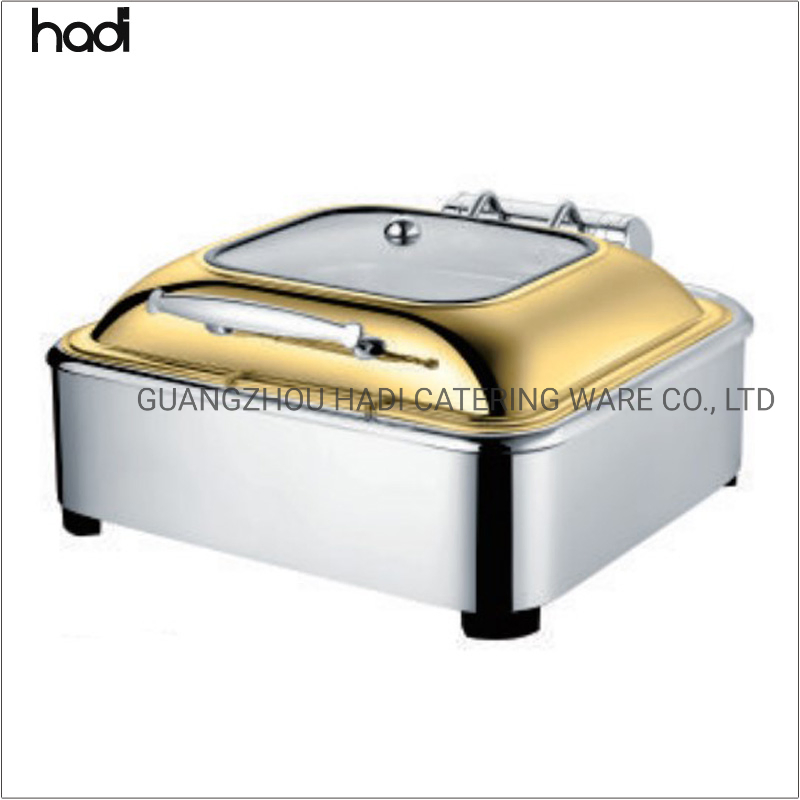 Hotel & Restaurant Supplies Wholesale Hotel Stainless Steel Induction Buffet Food Warmer Chafing Dishes Silver Rectangular Heating Buffet Electric Chafing Dish