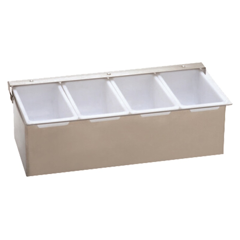 Commercial Kitchen Acrylic Metal Condiment Holder Set PP 4 Divider