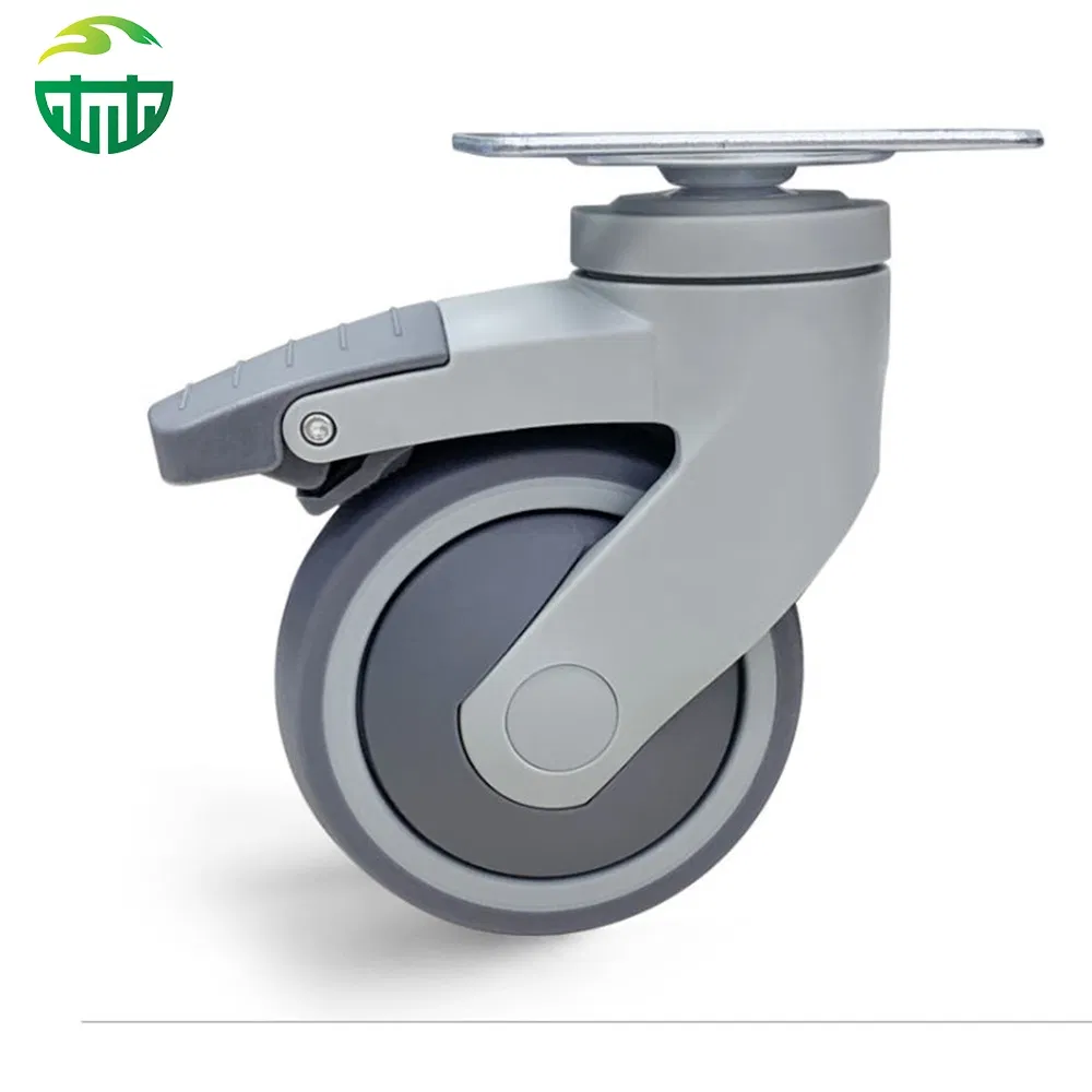 Thermoplastic Rubber Casters Wheel with Swivel Plates for Medical Trolleys