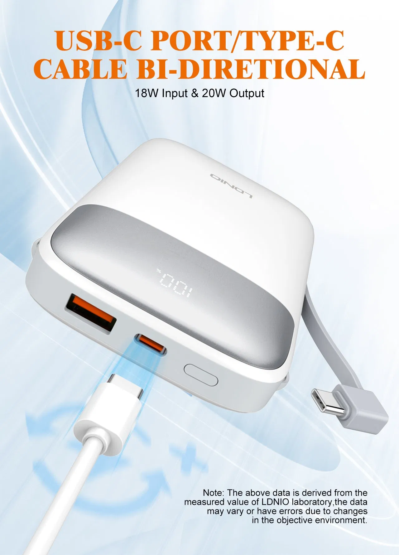 Портативный аккумулятор Ldnio PQ19 10000 мАч с быстрой зарядкой