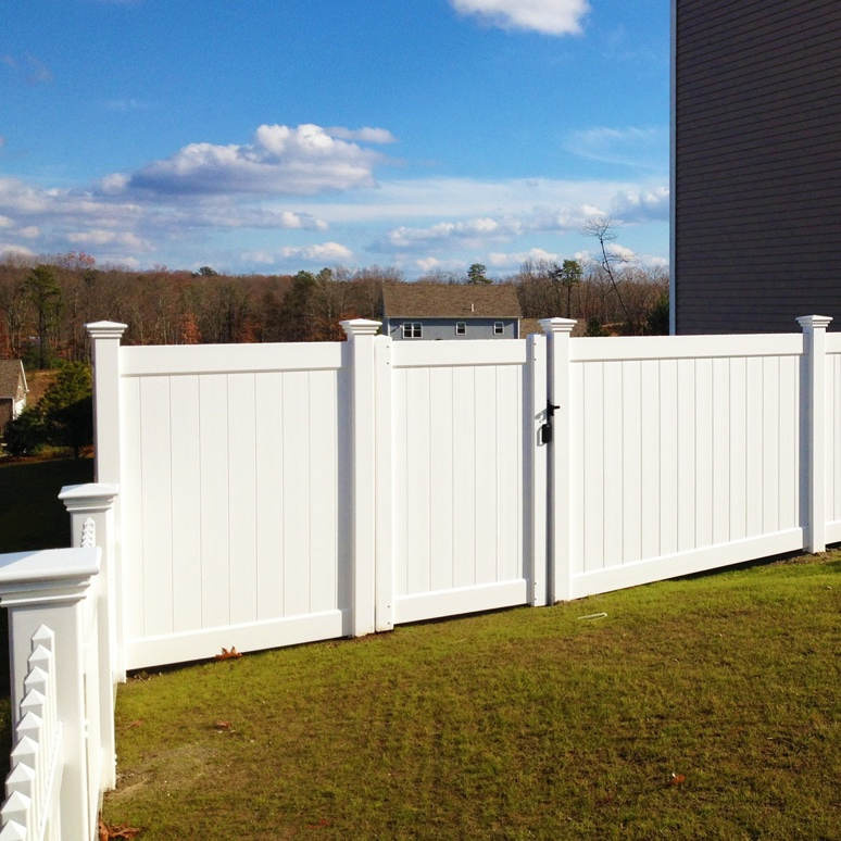 Outdoor Residential Vinyl Full Privacy Fence Post Profile Material, PVC Solid Privacy Fencing Panel, Plastic Garden Pool House Villa Picket Fence