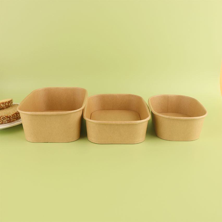 Custom Lightweight Disposable 750ml Food Soup Brown Salad Kraft Paper Bowl with Lid