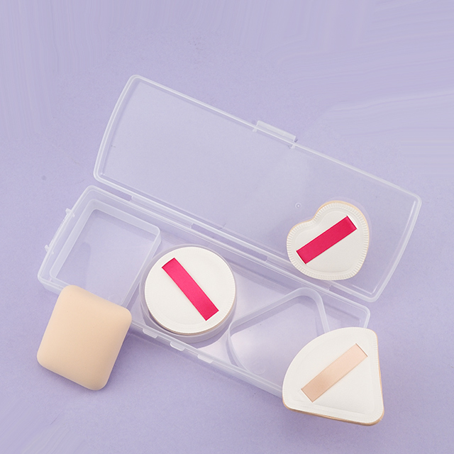 Cheap PP Plastic Container with 3 Makeup Puff for Sale