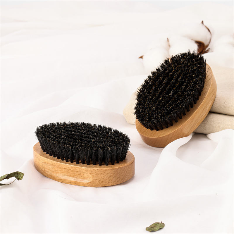 100% Wild Boar Bristle Men's Grooming Shaving Brush Natural Beech Wood Beard Brush with Compact Ionic and Laser Features