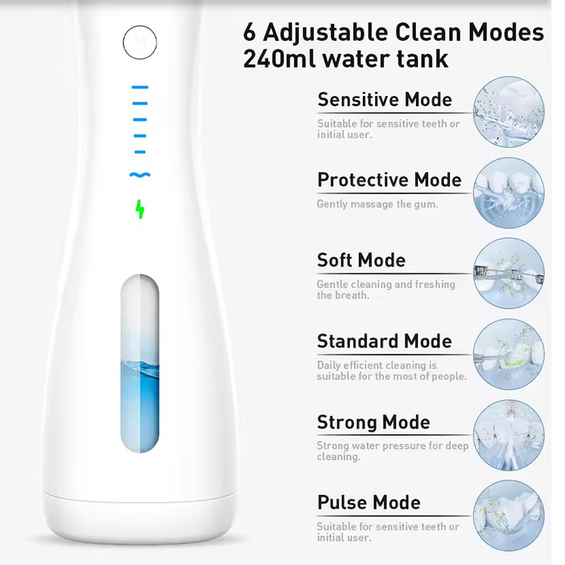 Wholesale Customizable Oral Irrigator Cordless Water Jet Six Modes Multi-Scene Application Braces Water Flosser