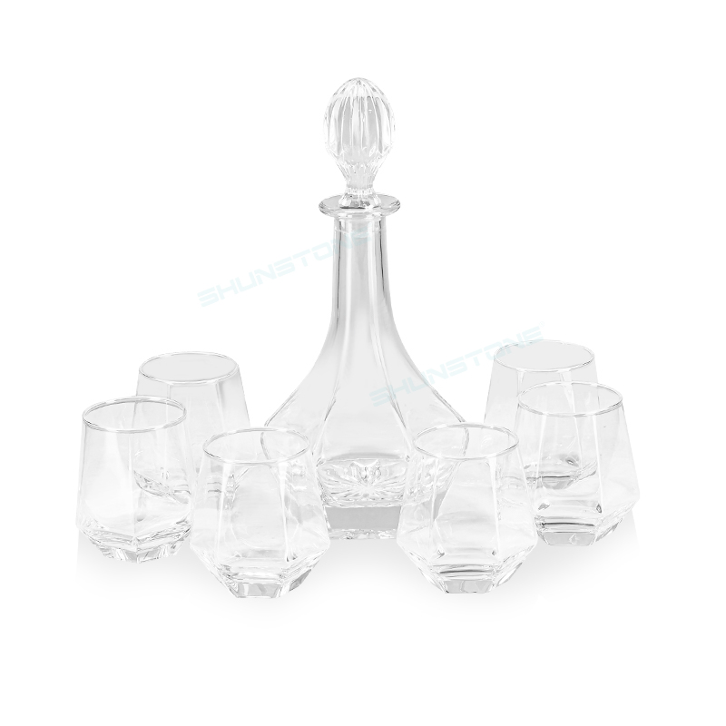 7 Pack Whiskey Decanter Gift Box Custom Diamond Whisky Decanter Set with 6 Whiskey Tumbler Glasses Set in Gift Box