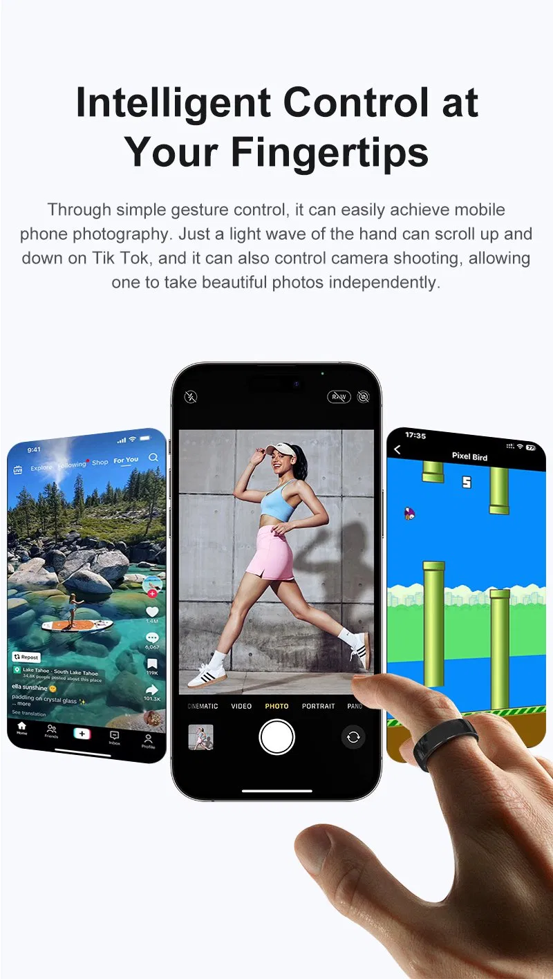 Умное кольцо для спорта и сна с Bluetooth