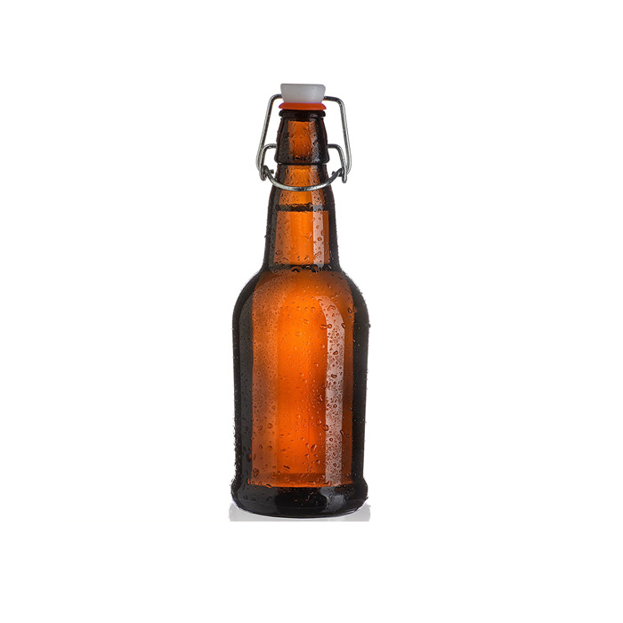 Wholesale Custom Amber Beer Glass Brewing Bottle with Clip Lid