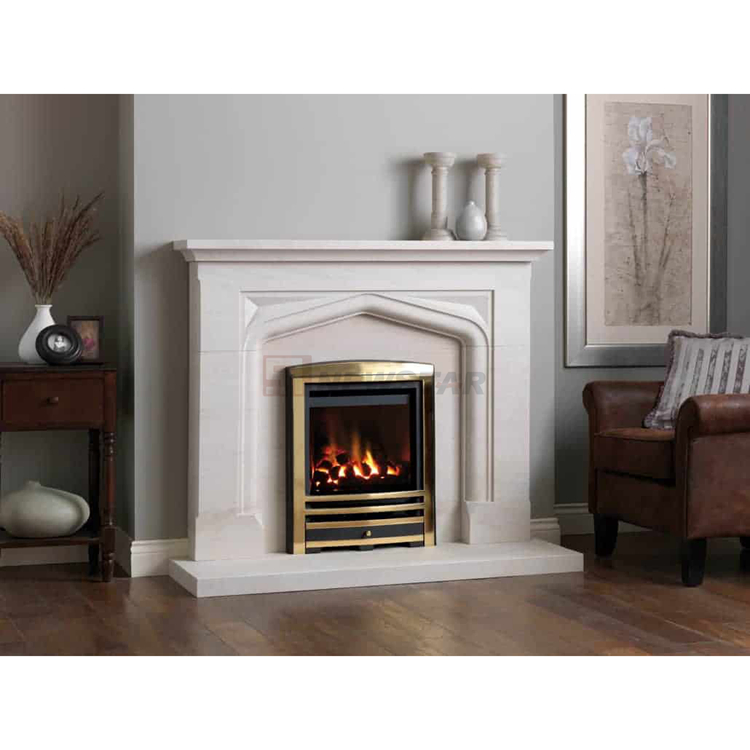 Newstar Home Decor Flower Carving Stone Fireplace with White Marble and Beige Limestone Sandstone Price