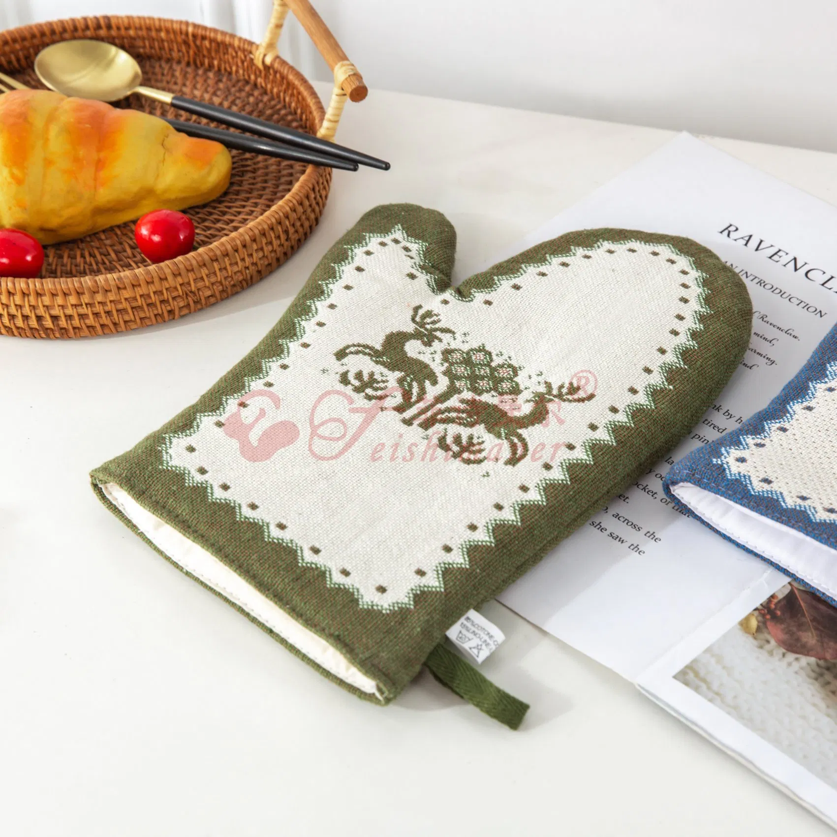 Gourmet Baking Oven Mitts Gloves Pads Microwave Fabric Cotton Hemp Material Mitts