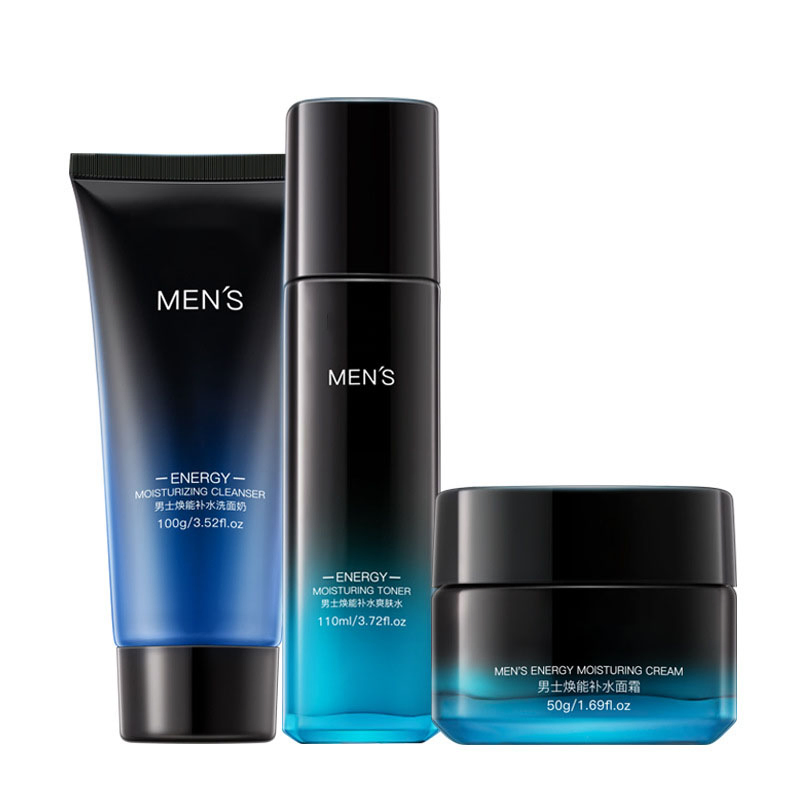 Custom Logo Men's Skin Care Moisturize Shrink Pores Cleanser Toner Cream Skin Care Kits for Men
