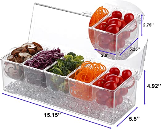 Best Selling Ice Cooled 4/5/6 Compartment Plastic Condiment Serving Caddy with Lid for Bar and Restaurant for Zoladkowa Gorzka Double Cross Mastermind