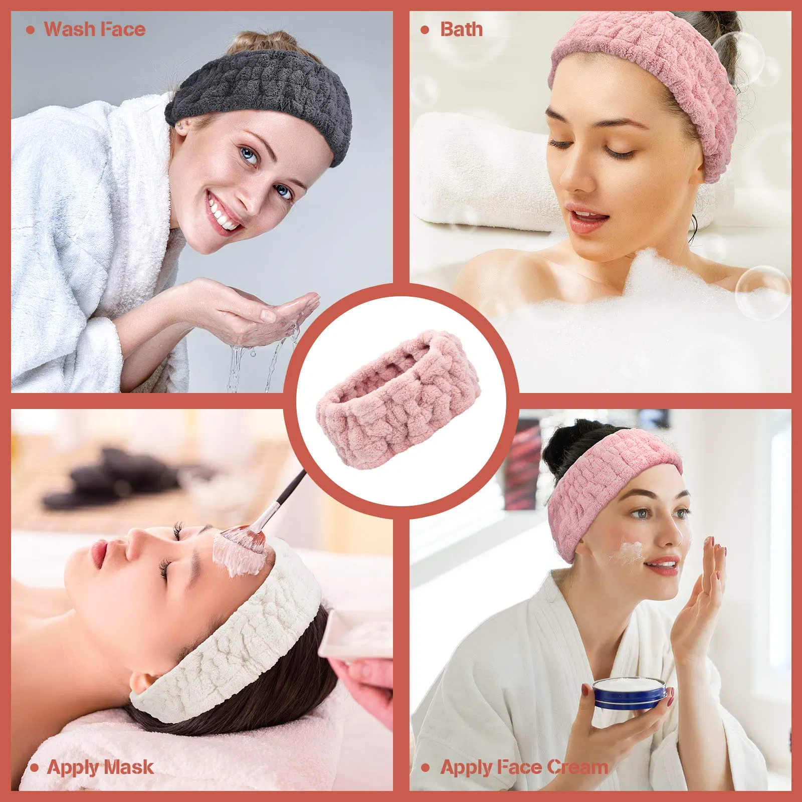 Soft Terry Cloth 3 Pieces SPA Headband for Women Facial Makeup Headband