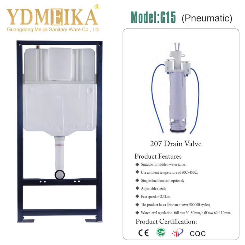 Automatic Pneumatic Bathroom Dual Flush Wall Hung Toilet Concealed Cistern Eco-Friendly Ultrathin Hidden Cistern