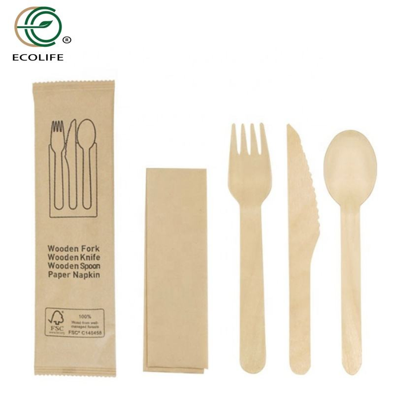 Деревянные ложки и вилки для стейка 140-160 мм, одноразовые