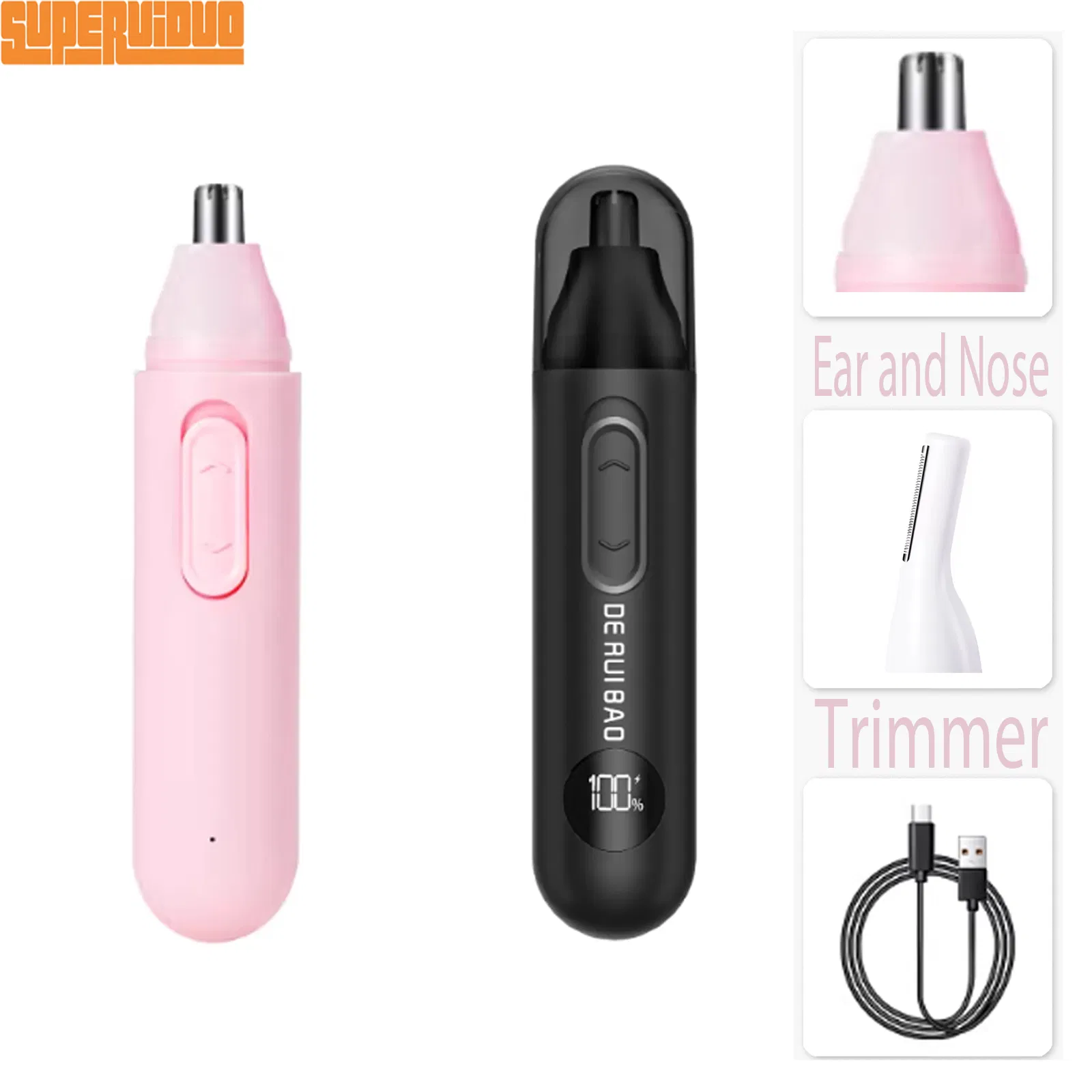 Modern Charcoal Grey Matte Finish Nose Hair Trimmer