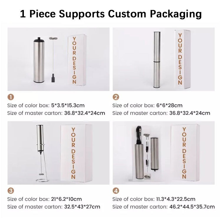 Electric Handheld Stainless Steel Milk Frother for Coffee