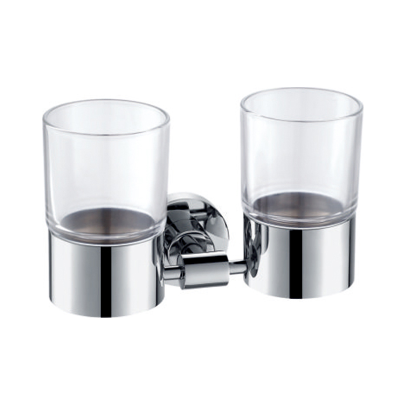 Wall Mounted Durable Double Tumbler Holder Design Double Toothbrush Cup Tumbler Holder