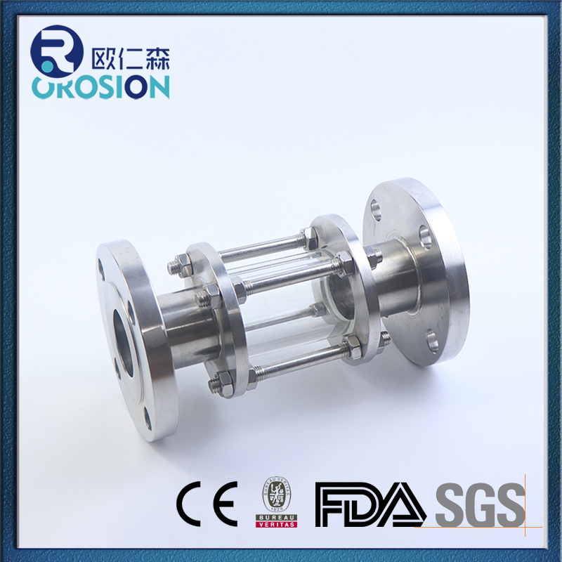 Stainless Steel Sanitary Pipe Fittings Straight Flange End Sight Glass with Protective Net Cover