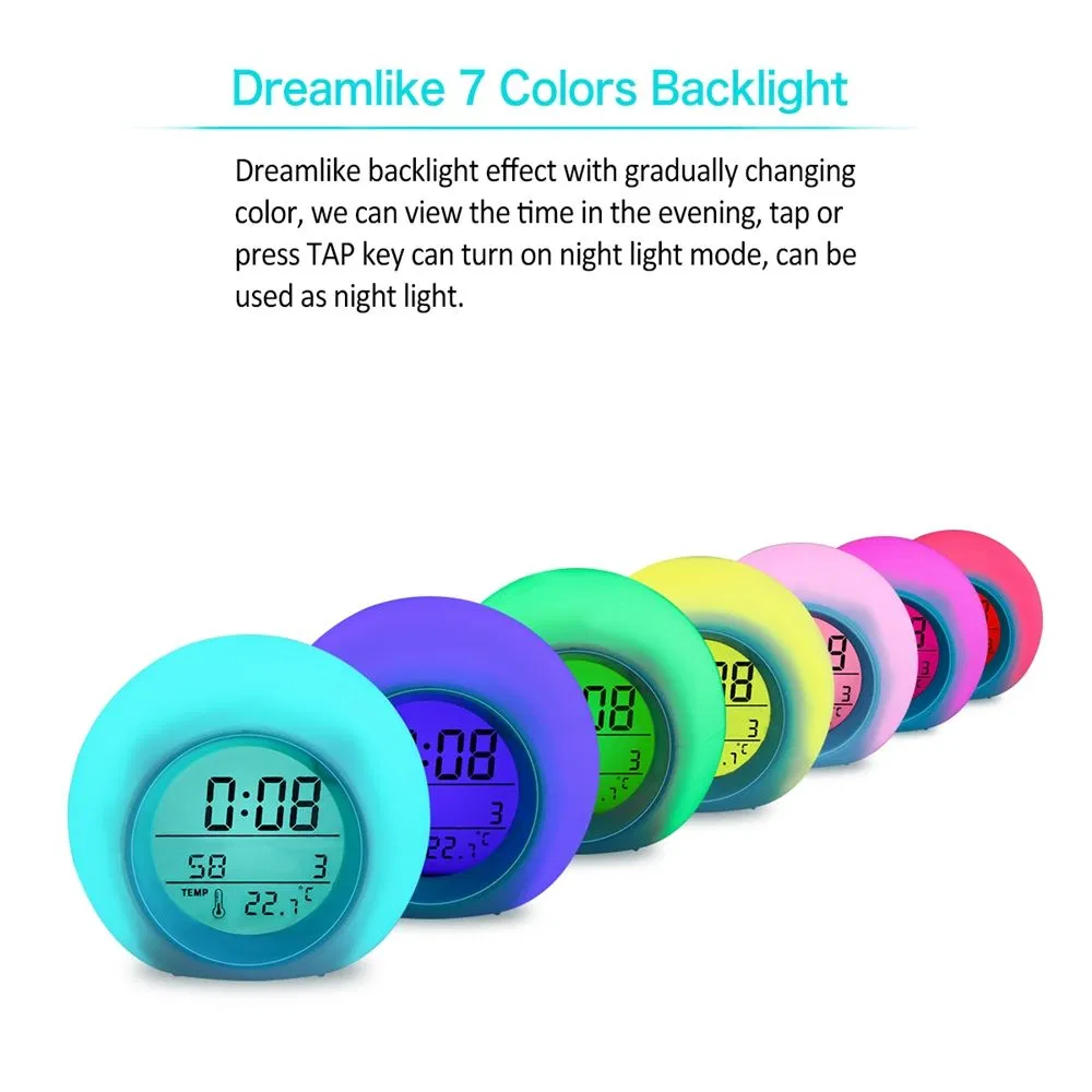 Funny Cute Circular Bedside Clock Digital Alarm Clock for Kids