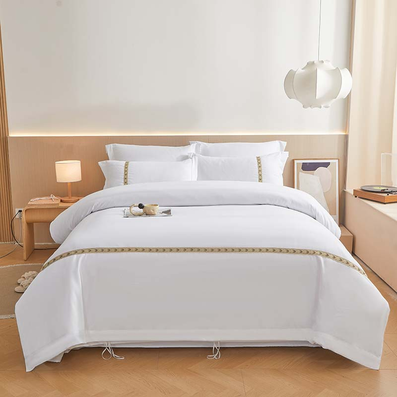 King Size 330tc 100% Cotton Satin Weave Hotel Linen White Bedsheets