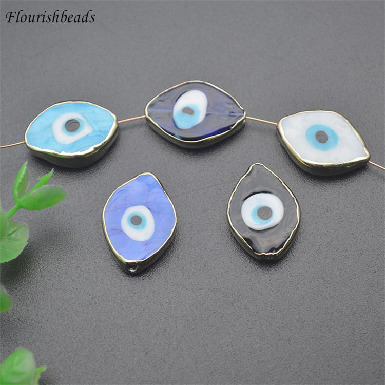 Gold-Plated Multi-Colors Evil Eye Glass Coloured Glaze Loose Beads for Jewelry Making