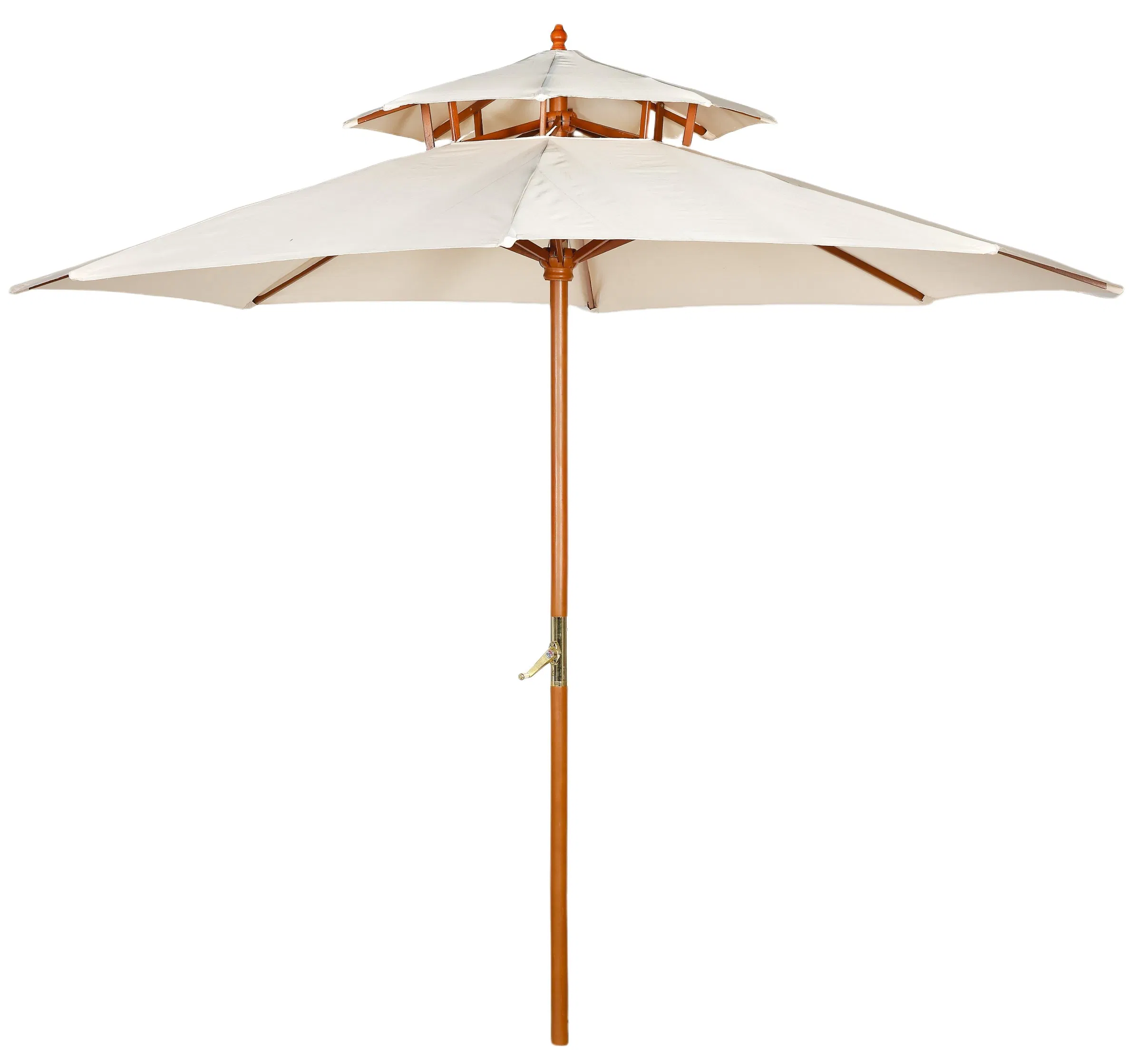 Garden Outdoor Round Wooden Double Layer Parasol Dia. 300cm 8ribs 48mm Pole