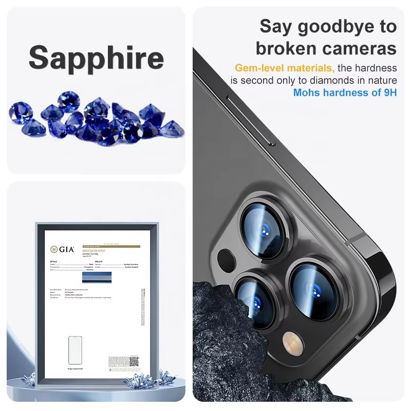 Защита камеры iPhone из сапфира, 9H, без пузырей