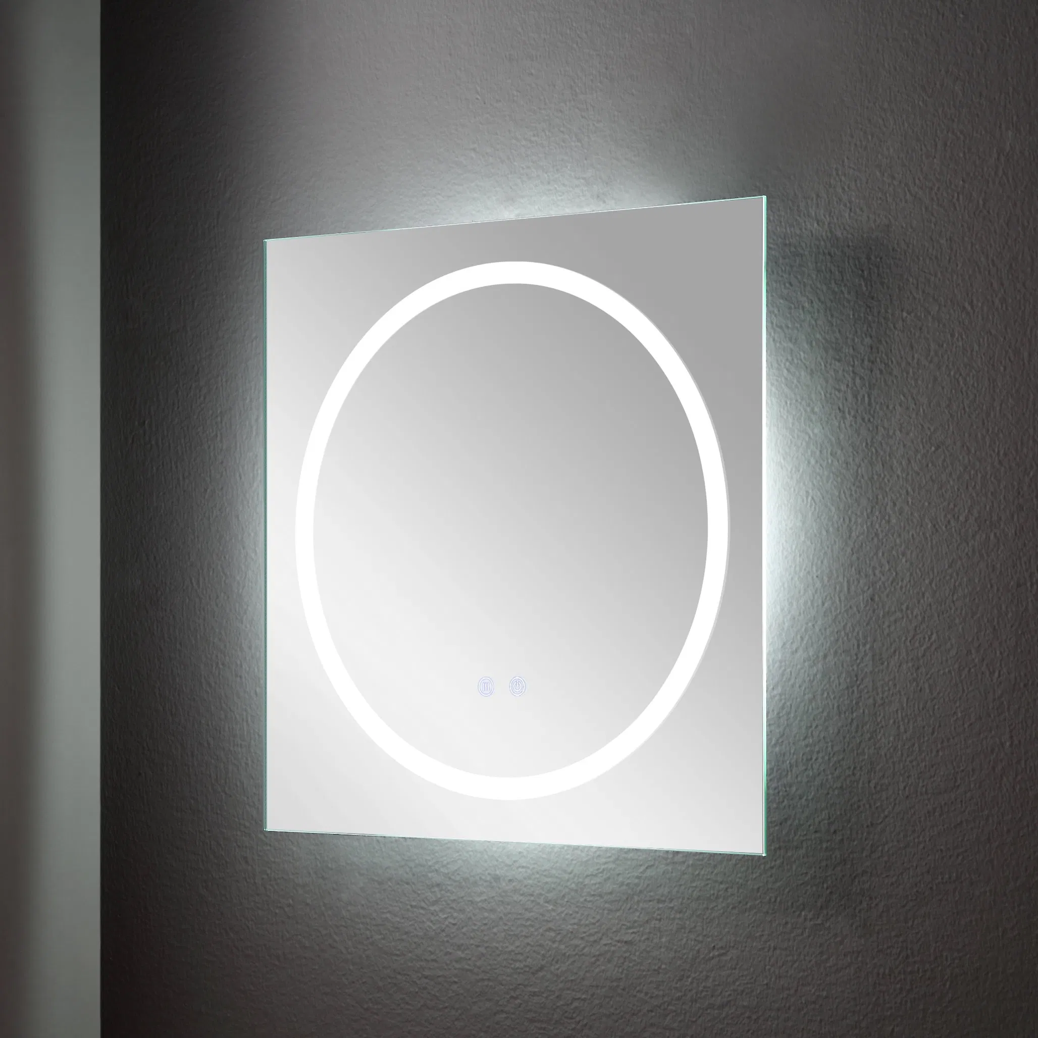 Anti-Fog Touch Switch Modern LED Square Aluminum Frame Wall Hanging Bathroom Mirror