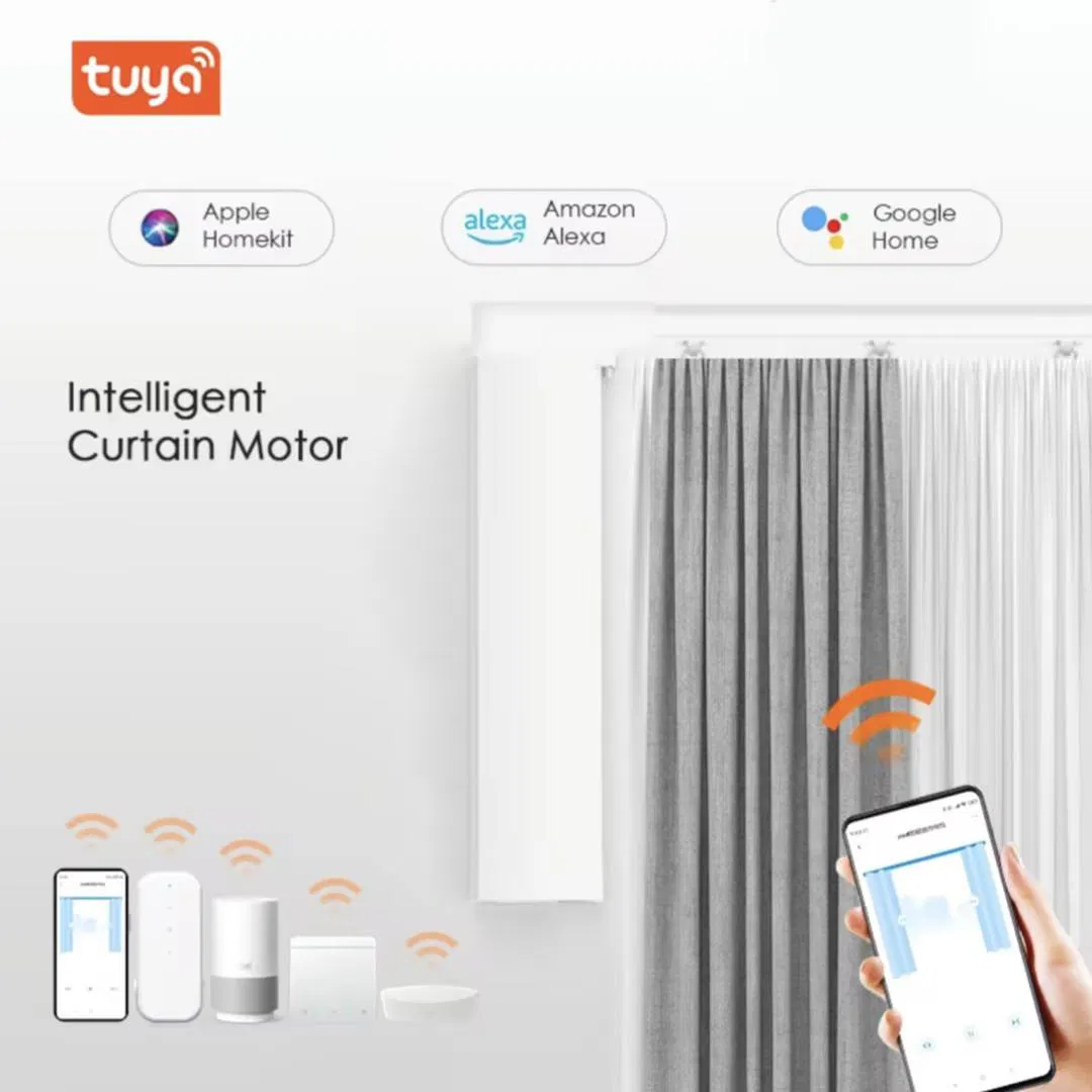 Motorized Curtain Track System Electric DC Motor for Curtains Smart Tuya Google Assistant APP Control Curtain Track Rail