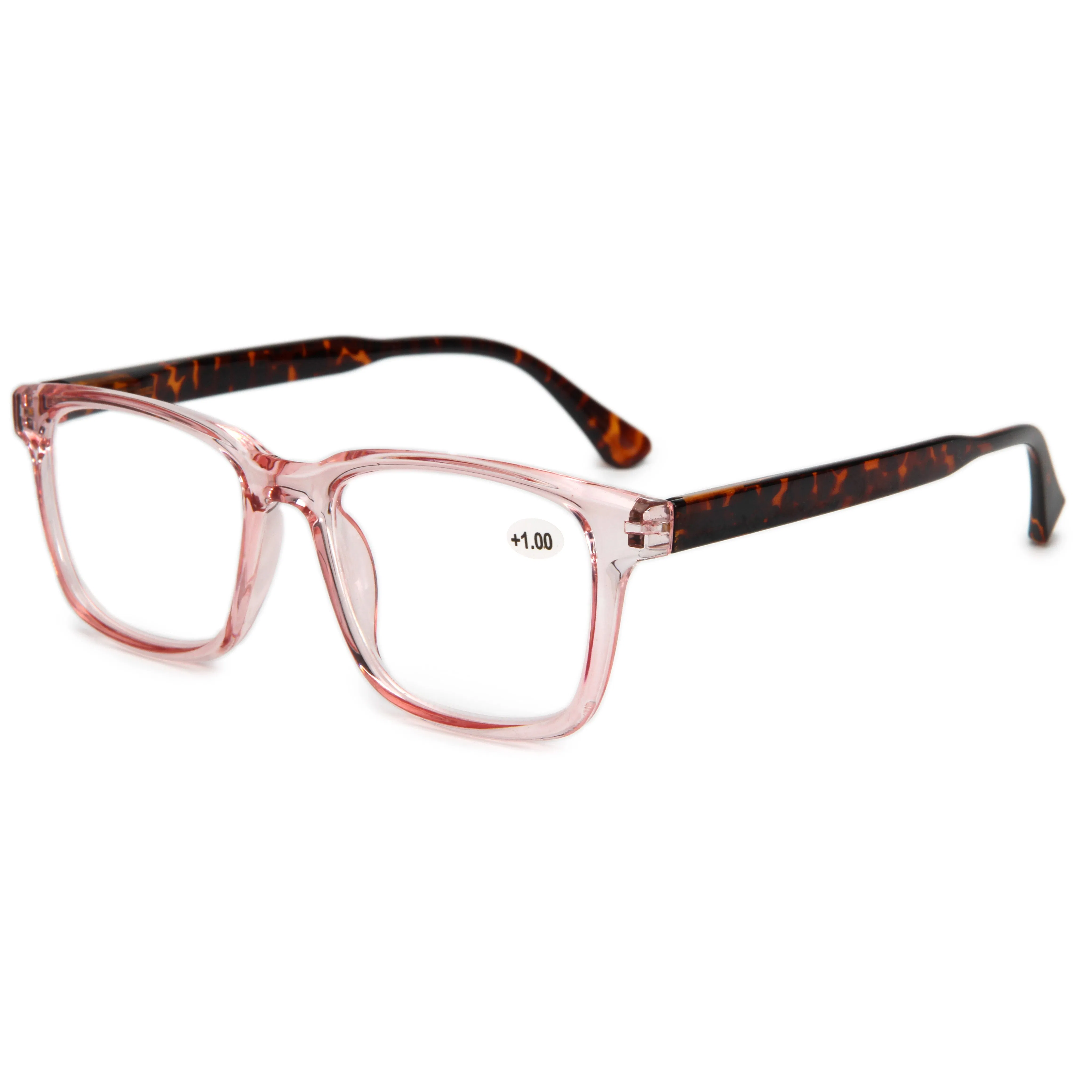 Custom Square Special Transparent Temple Eyewear Glasses Fashion Flexible Hinge PC Competitive Reading Glasses