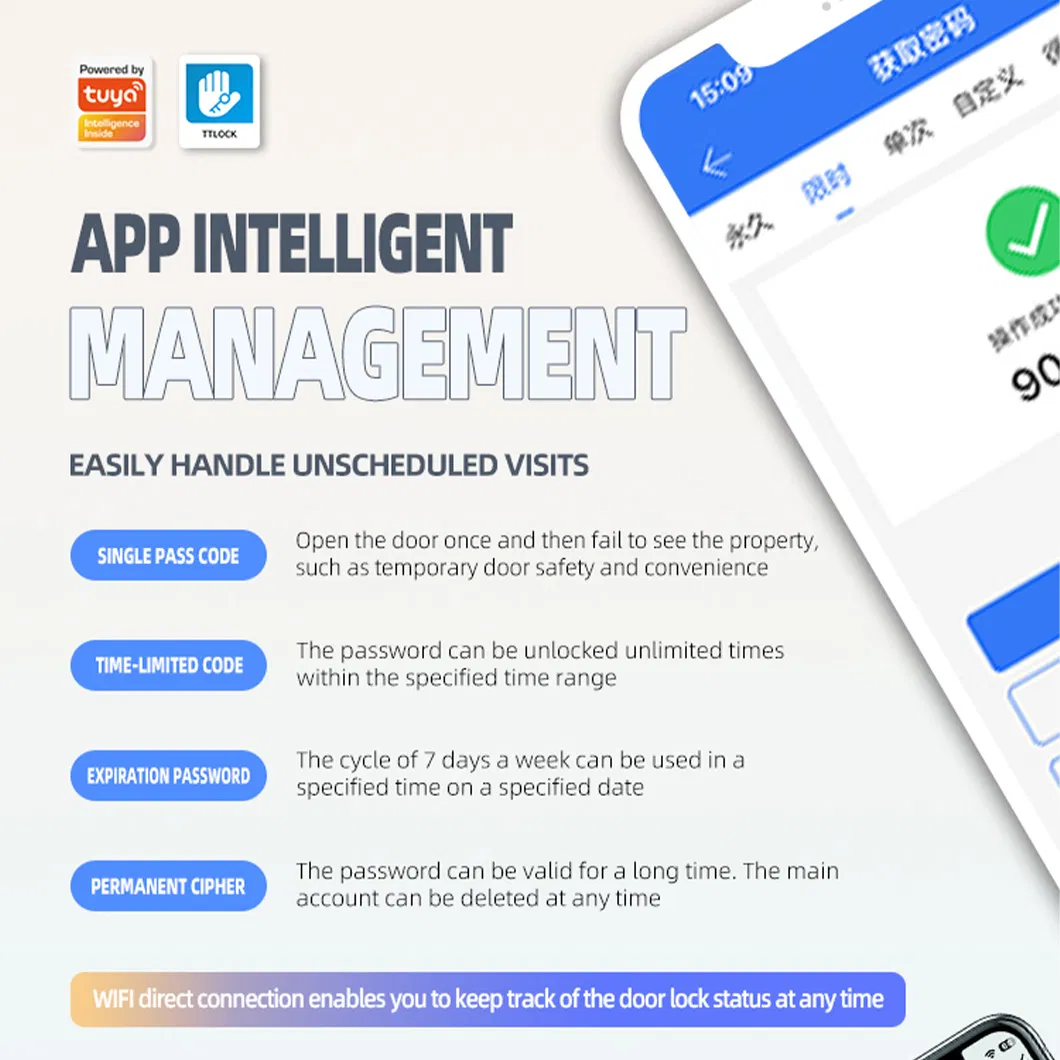 Smart Fingerprint Door Lock: Keyless Entry with Wi-Fi Bluetooth, Touchscreen Keypad, Auto-Lock, Voice Control for Alexa Google Home, Anti-Theft Alarm & Easy Ins