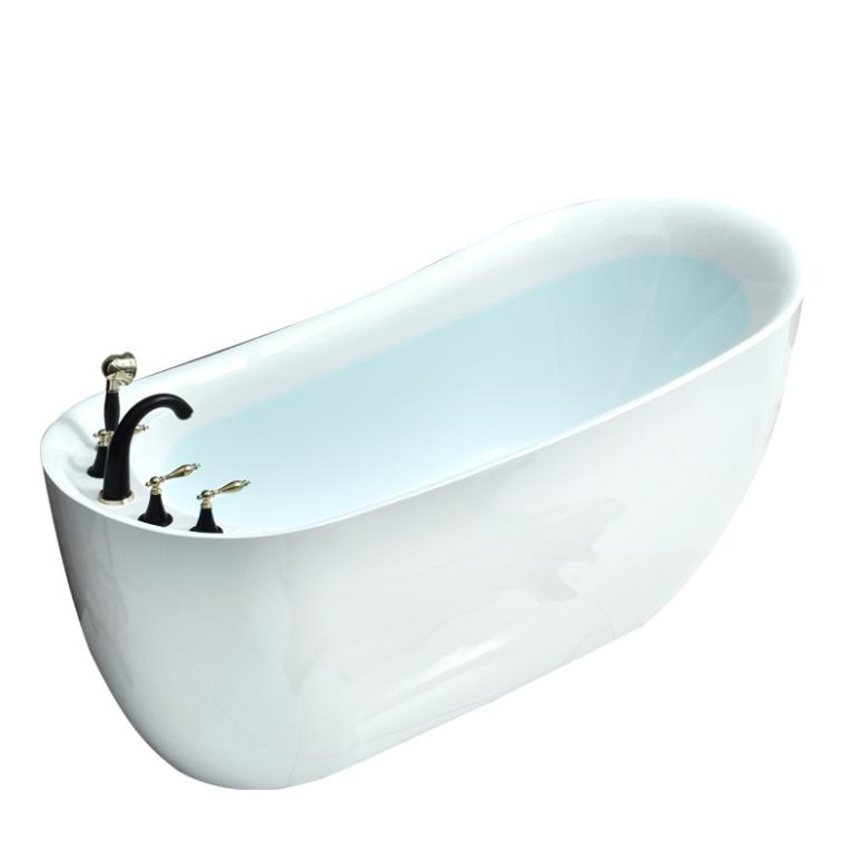 Comfortable OEM White Oval Bathroom Acrylic Bath Tub with Accessory
