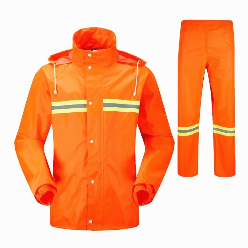Reflective Lightweight Fluorescent Green PVC Waterproof Raincoat