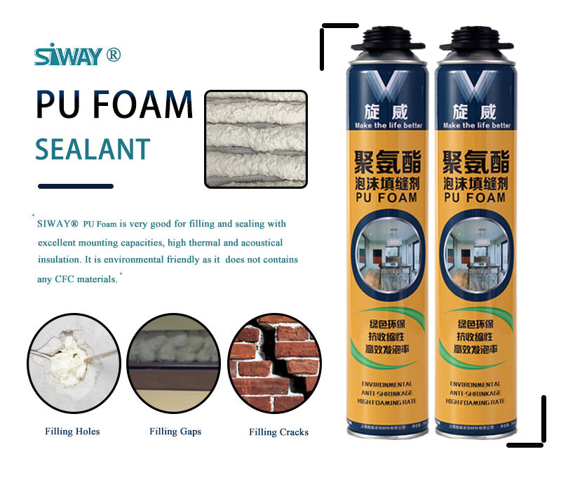Smooth Surface Without Bubbles Expansion Moisture Curing Strong Cohesiveness Elastic Foam Structure Siway PU Foam