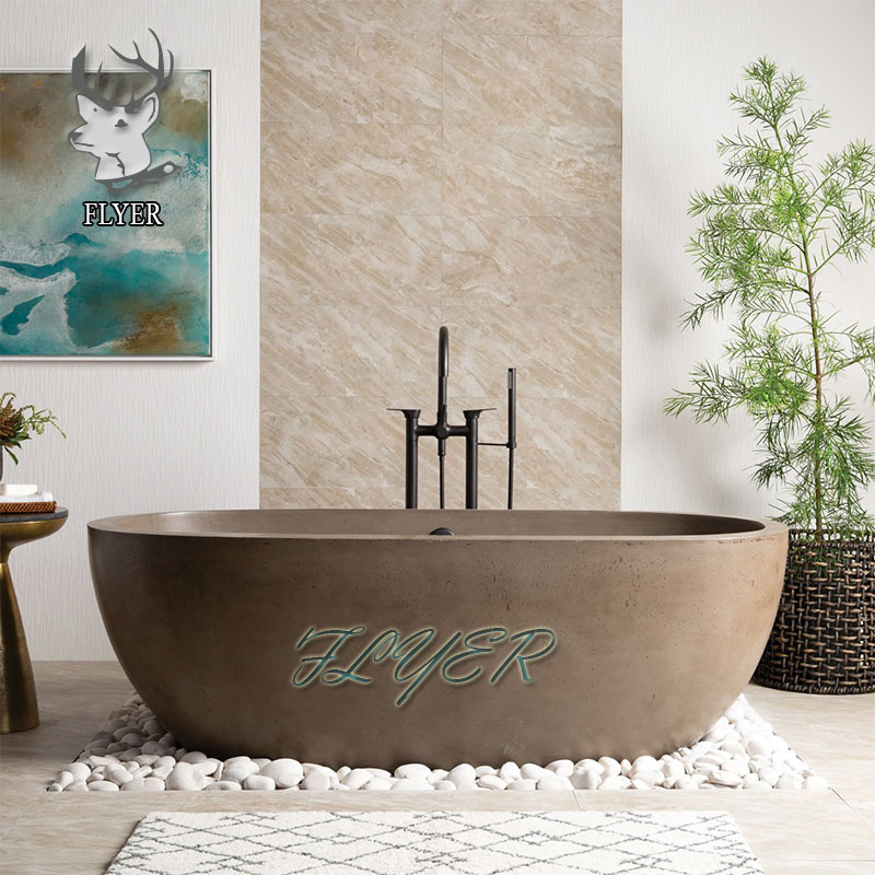 Мраморная овальная ванна для замачивания в японском стиле