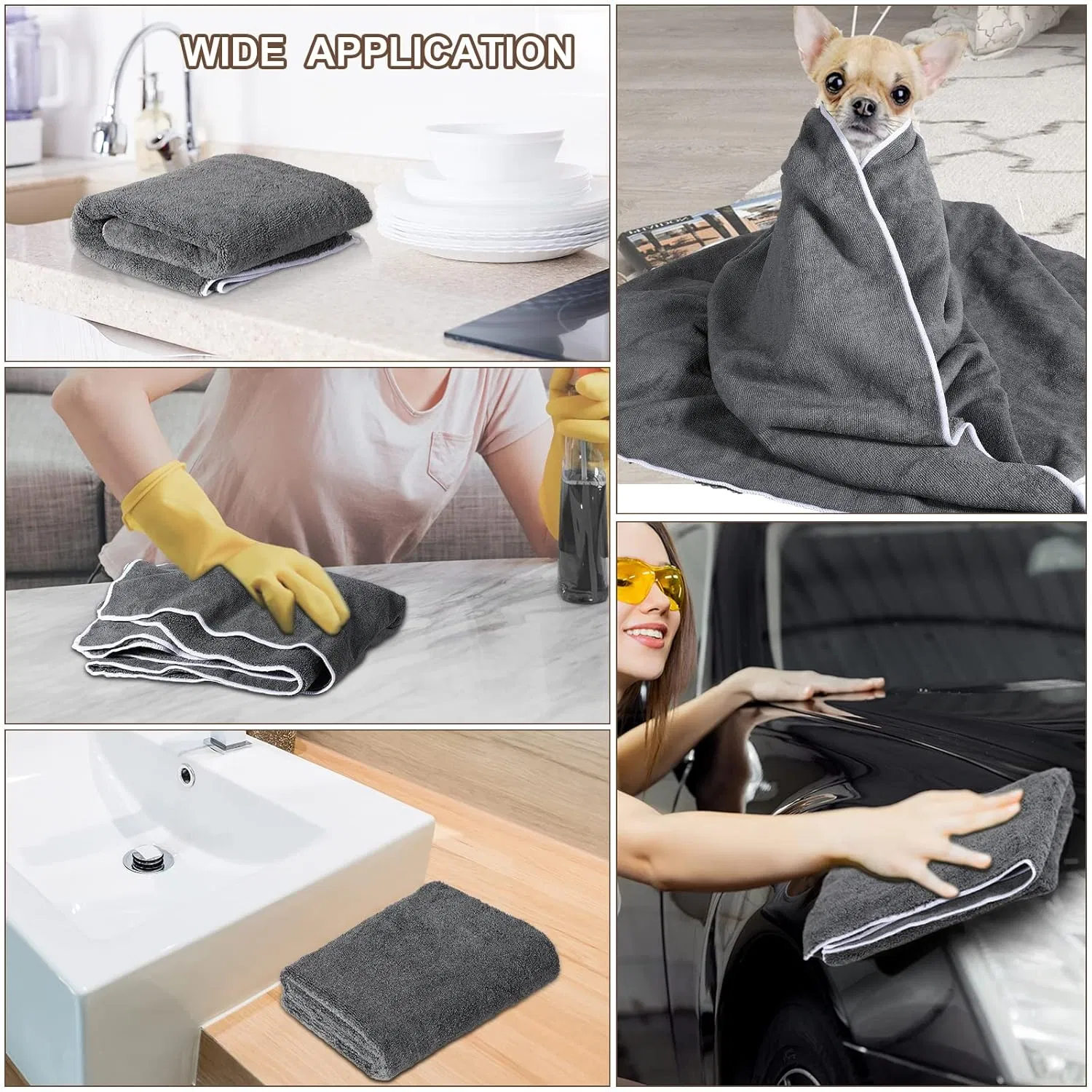 Custom 100% Microfiber Dog Towel Soft Washable Quick Dry Absorbent Printed Custom Pet Towel