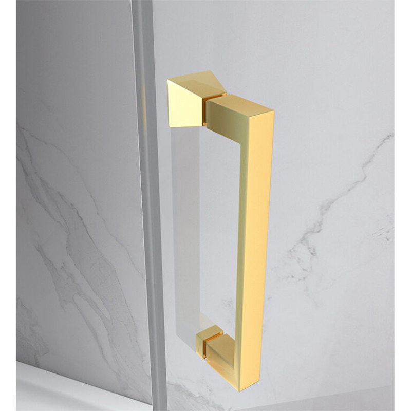 Suez Factory Supply Wholesales Tempered Glass Simple Corner in Door Luxury Gold Shower Enclosure for Hotel Bathroom