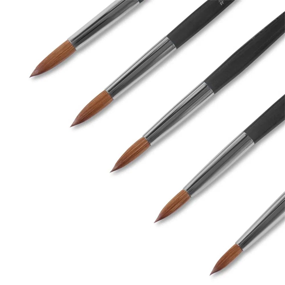 Wholesale Design Custom Logo Soft Thick Personalized Wooden Pure 100% Kolinsky Acrylic Art Nail Brush for Nail Salon