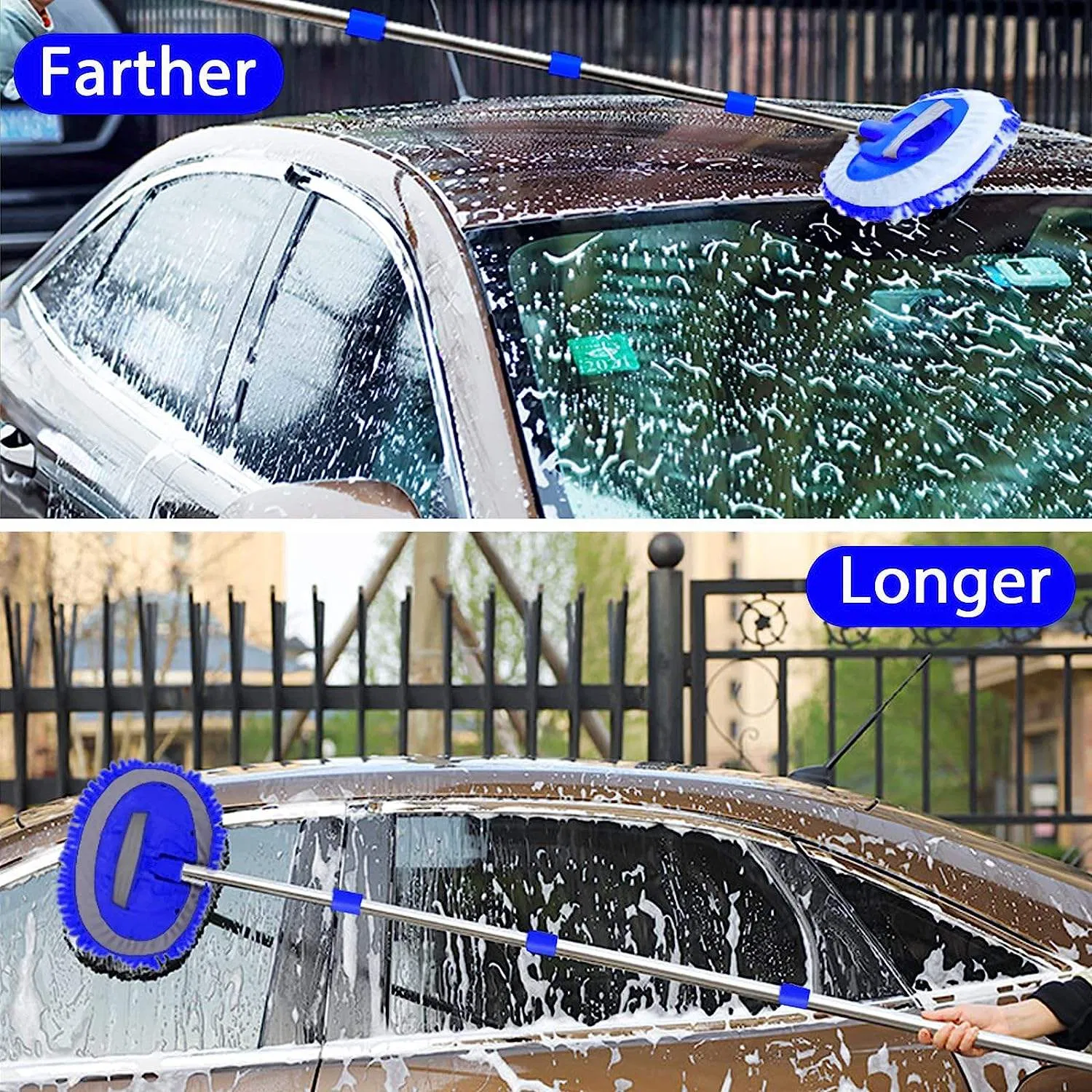 Выдвижная швабра из микрофибры для мойки автомобиля