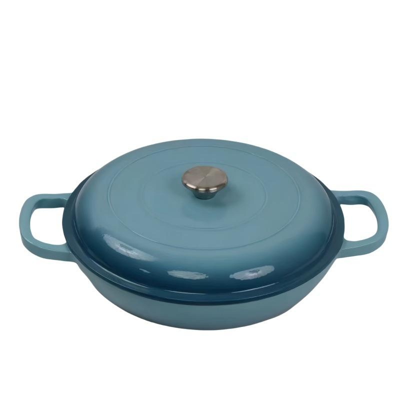 Wholesale Cast Iron Enamel Casserole Cookware Soup and Stock Shallow Seafood Cooking Stew Pot