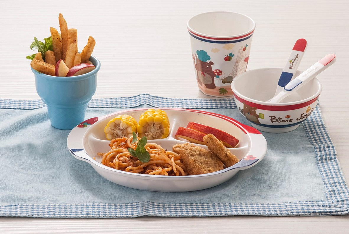 Children's Dinner Plate Melamine Tableware Custom Dinner Plate 3-Divided Plate
