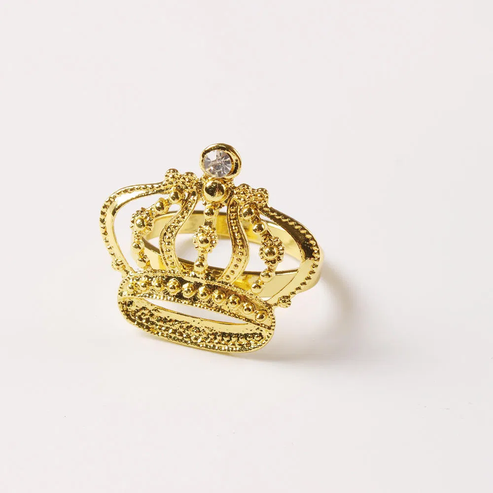 Elegant Gold Kirsite Napkin Ring with Diamond Accent for Weddings