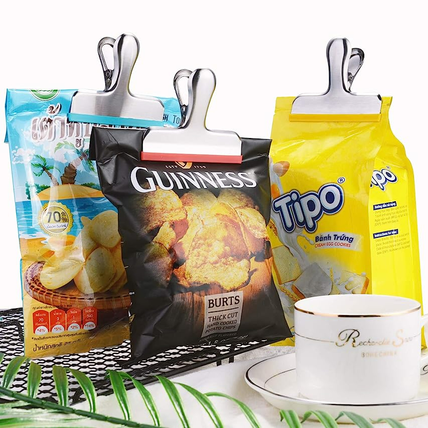 Pack Chip Bag Clips Covered with Silicone Color Food Bags Airtight Seal Clip