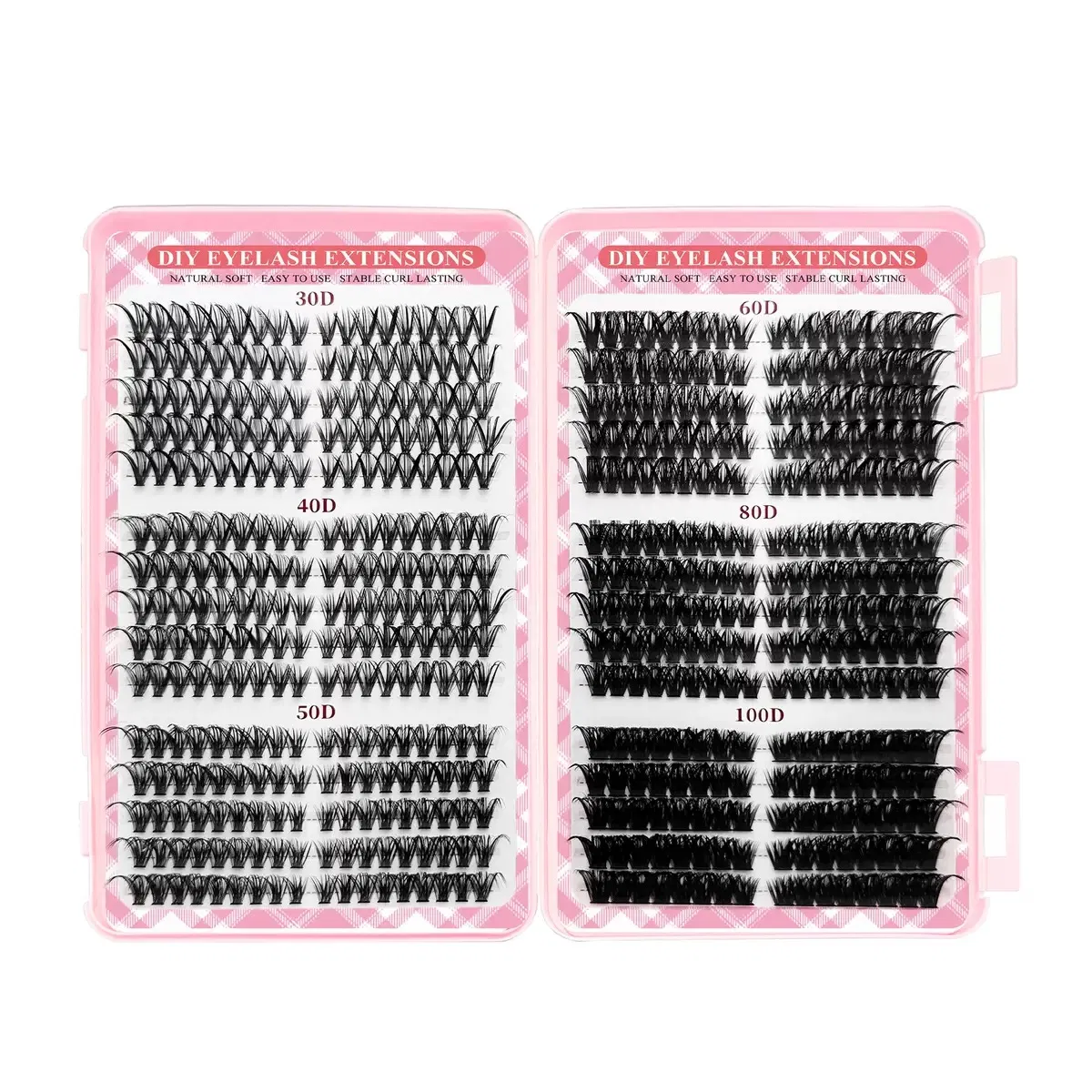 Custom Logo 30d 40d 50d 60d 80d 100d Soft Cluster Lashes Individual Eyelash Extension Set Eyelash with Glue Waterproof Kit