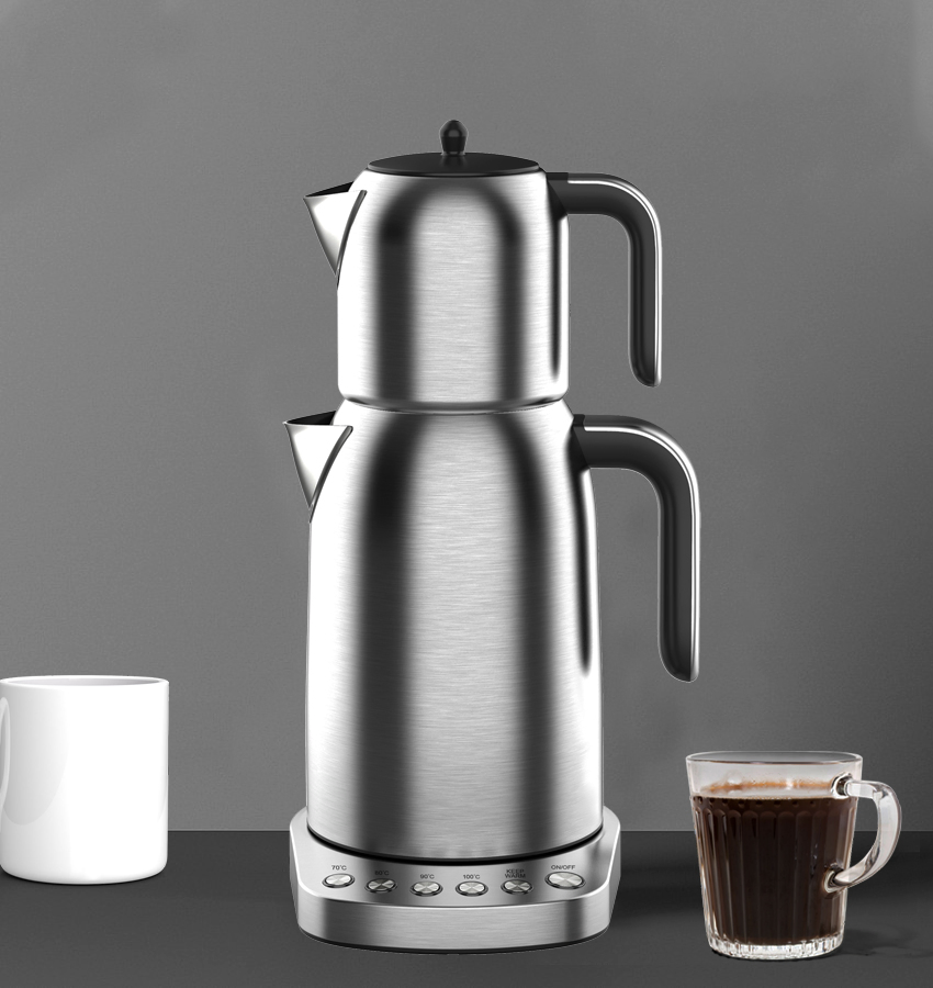 1.7L Turkey Tea Maker Machine Factory Stainless Steel 304 Electric Hotel Coffee and Tea Kettle Tray Set