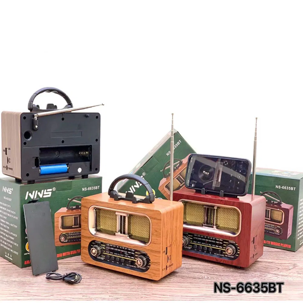 Ретро радио NS-6635BT с Bluetooth, деревянный корпус