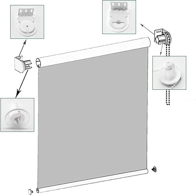 Roller Blinds Center Control, Roman Blinds System, Pleated Curtain Bracket Fitting Set