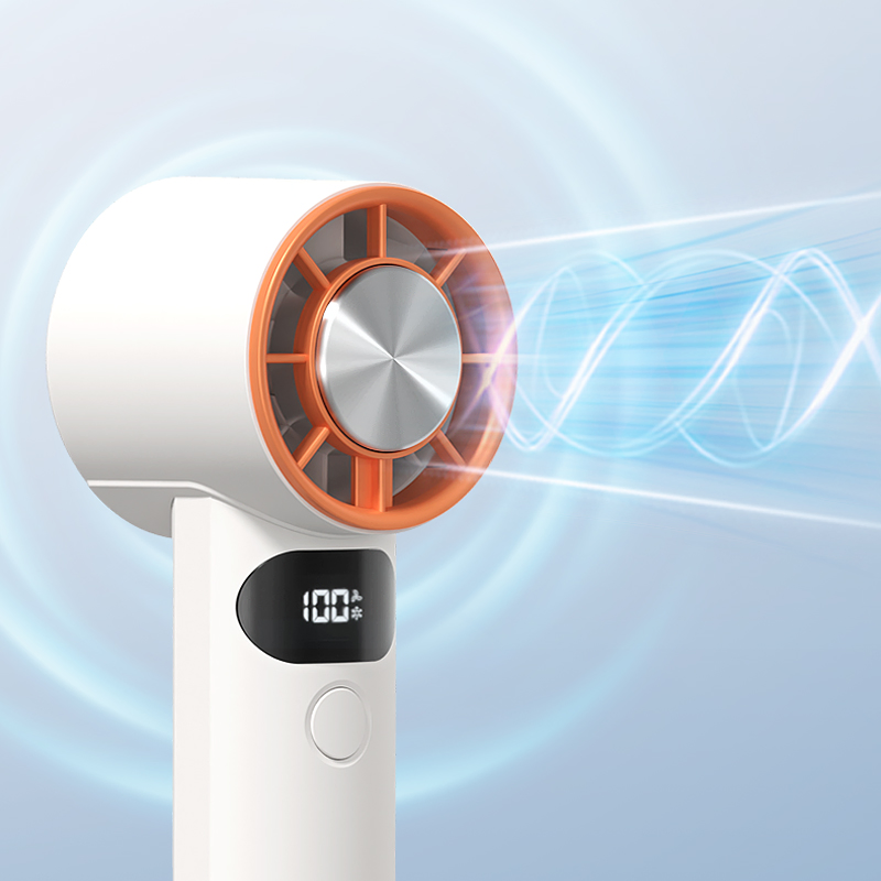 New Arrival Cooling Handheld Fan High Five Wind Speed Digital Display Foldable Hanging Buckle Quiet Long-Lasting Desktop Fan