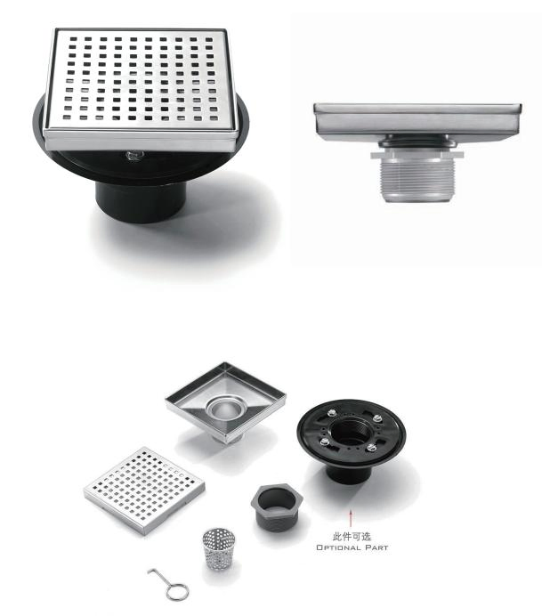 Квадратный трап для душа SUS304 с вертикальным выпуском